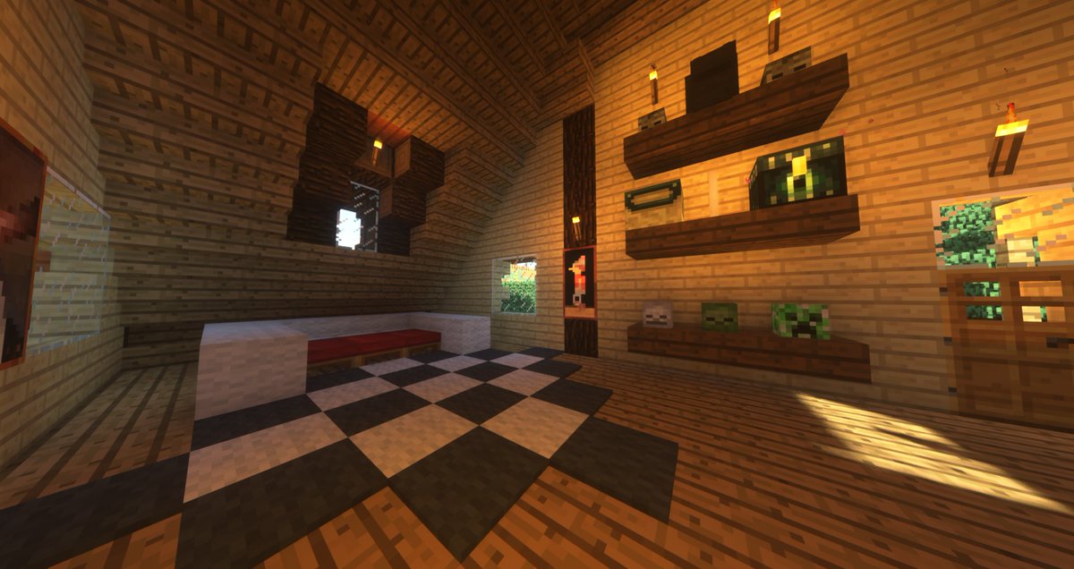 るーるるー V Twitter 夜の内装コーナ ᴗ このコーナーでは不定期に 私が作った建築の 内装 にフォーカスを当ててツイートしていきます とくに意味はありませんが 気が向いたらご覧になってくださいね No 12 飾り棚とベットルーム Minecraft