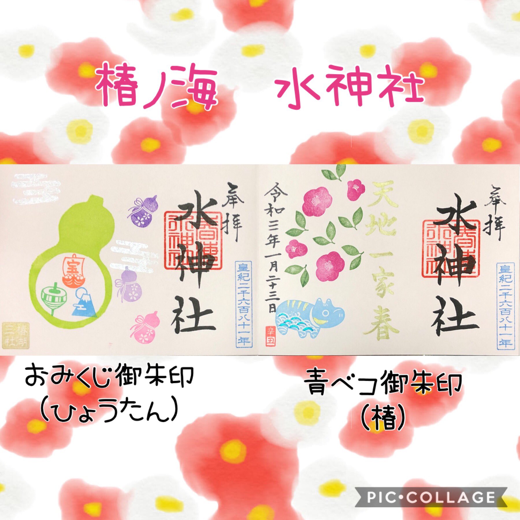 하나 羽菜 オハナ 千葉県匝瑳市 椿ノ海水神社 いつもお世話になっております水神社様の御朱印 今回は郵送対応して頂きました 青ベコ とおみくじ ひょうたん御朱印 とても可愛い御朱印になっております 来月はお参りに行けますように 遥拝