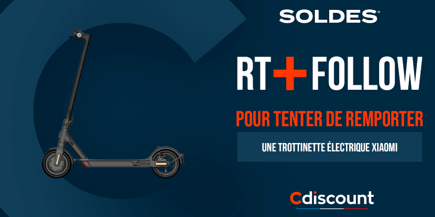 Cdiscount's tweet photo. #Concours 🎁

Les soldes c'est en ce moment sur Cdiscount !
Le cadeau du jour : une trottinette électrique Xiaomi ➡ https://t.co/C3MRnpWzjr

Pour tenter ta chance :

🔹 RT + Follow @Cdiscount

🍀 TAS le 29/01 https://t.co/sKBx92arlN
