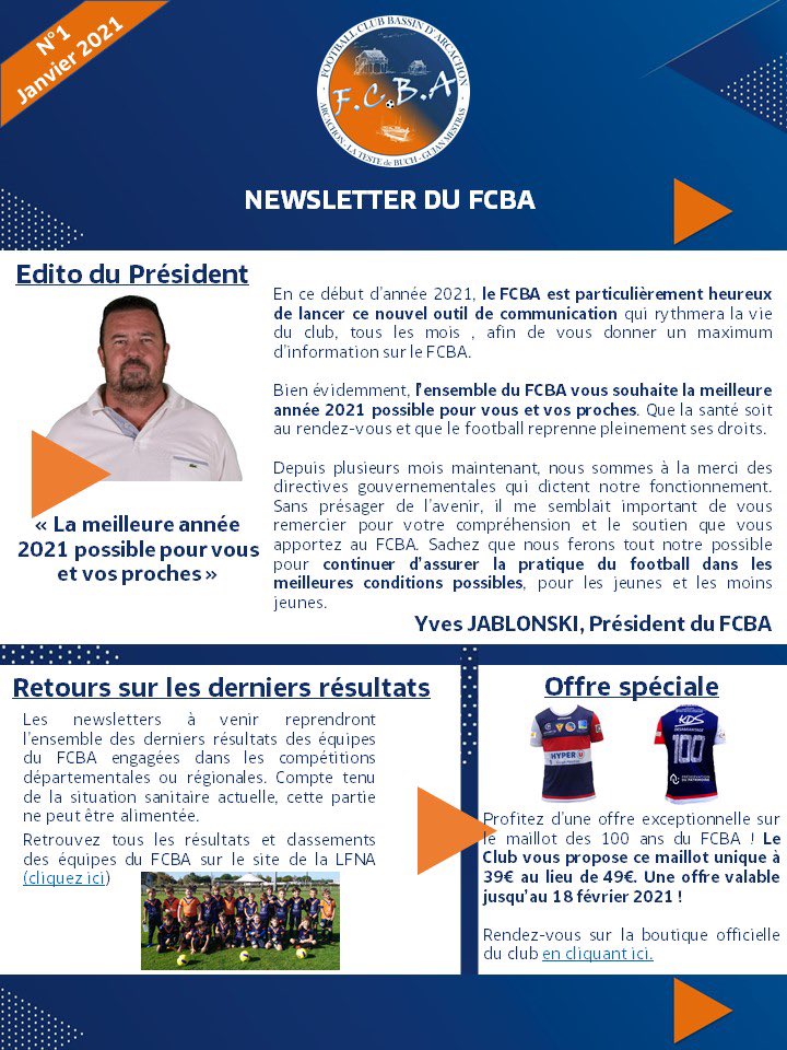 FCBArcachon's tweet photo. Le #FCBA lance sa #newsletter mensuelle pour promouvoir les actions du club et celles de ses partenaires ! Envie de recevoir ce support de communication ? C’est par ici : https://t.co/GVGFeIFgAf
#PEF #Benevolat #Partenaires #TeamFCBA https://t.co/lFcoLVMEoO