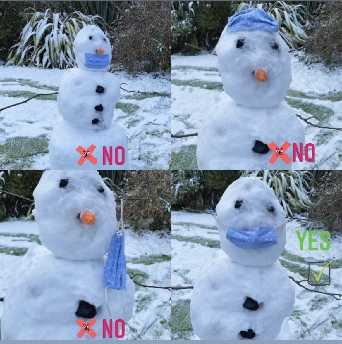emmamorrow390's tweet photo. Built a snowman this morning ☃️ Wear your mask properly! #snowni #wearamask #doyouwanttobuildasnowman #coveryournoseandmouth https://t.co/8JKUfjSR4B