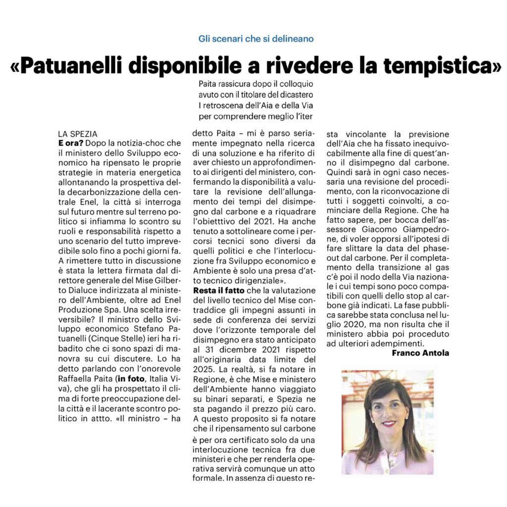 raffaellapaita's tweet photo. Quando c’è da affrontare un problema per #LaSpezia io sono sempre in prima linea, senza polemiche, per il bene della città. 
Ho chiamato il ministro Patuanelli e dopo un proficuo confronto mi è parso seriamente impegnato nella ricerca di una soluzione... https://t.co/8XPCLbeELS https://t.co/kE45rCevE0