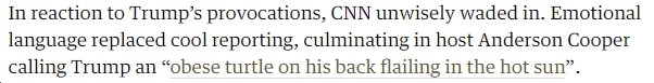We have been poorly served by broadcasters since the 1980s because of the shift from (genuine) investigative reporting to (often confected) opinion & the recycling of press releases, & that long-predated Trump. This is the sole reference to "reporting" in the Observer article.
