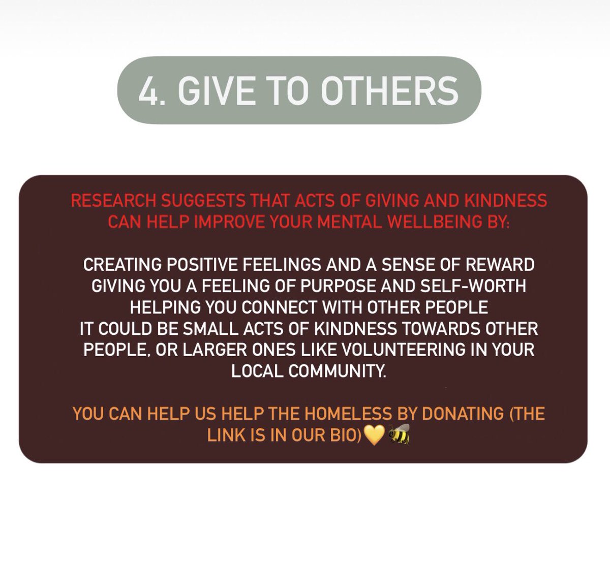 beethereMCR's tweet photo. Evidence suggests there are 5 steps you can take to improve your mental health and wellbeing. Trying these things could help you feel more positive and able to get the most out of life.Beethere is always here to listen and talk our DM’s are always open 💛🐝📩 https://t.co/Tntfzr6BCu