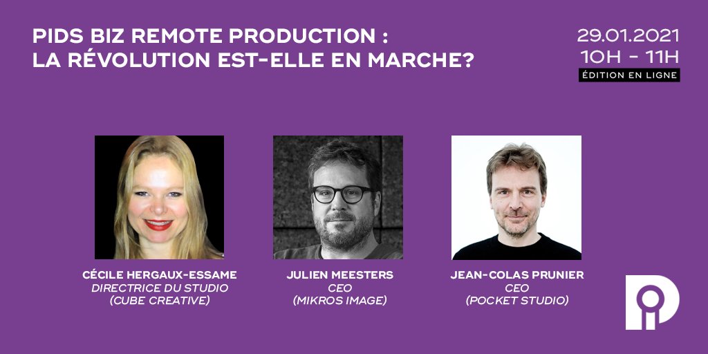 [#ParisImages <a href="/PIDSConference/">PIDSEnghien</a>] PIDS Biz : Remote Production, la révolution est-elle en marche? - Vendredi 29 janvier, 10h-11h

📣  S'inscrire / Register : parisimages.fr/inscription/

#RemoteProduction #Cinema #Audiovisuel
