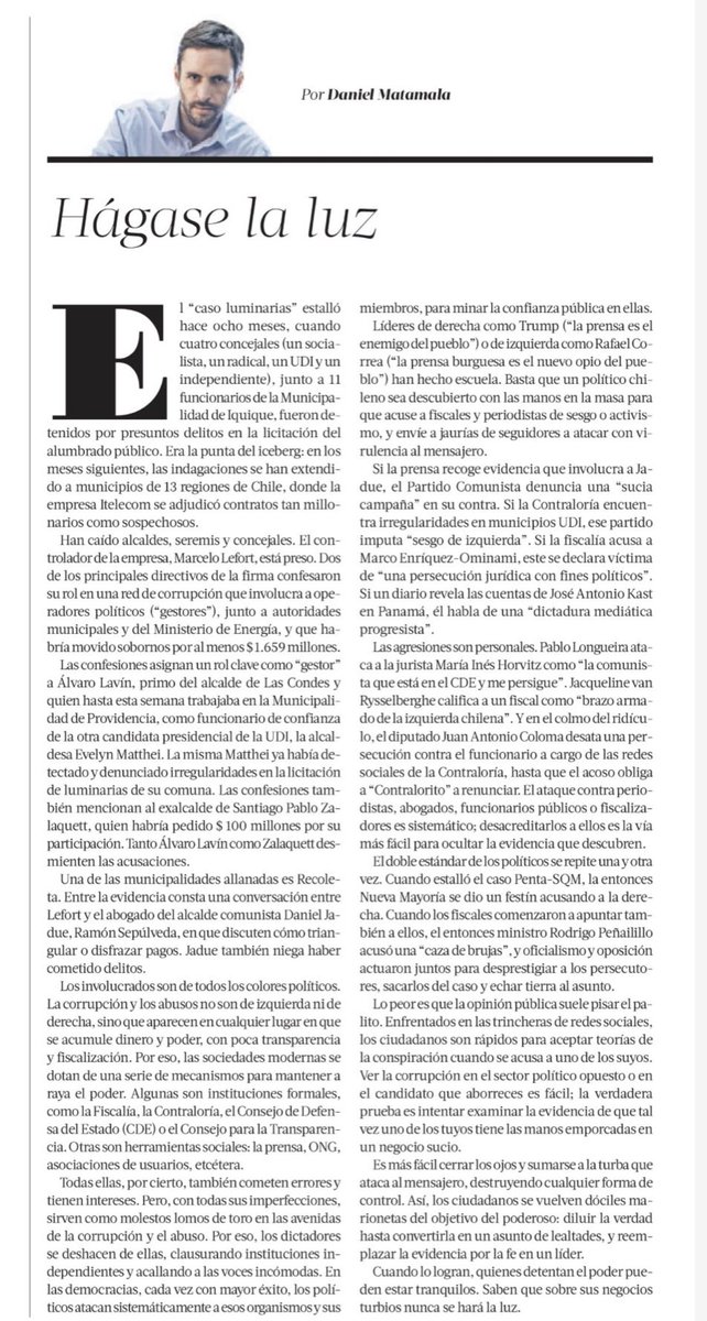 Hágase la luz 💡 
La columna de esta semana 👇