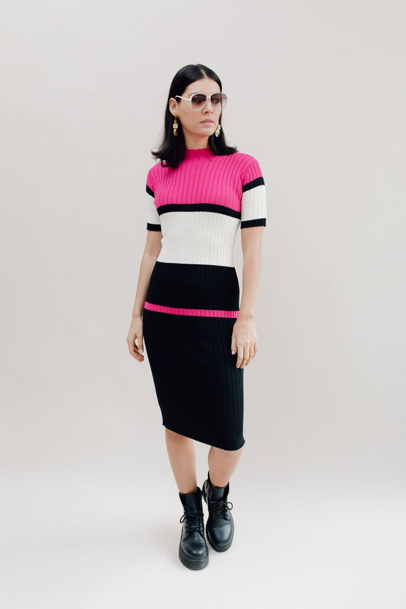 _westcarolina's tweet photo. This women’s mid-length, rib-knit, coloured stripe print dress is perfect for the winter season. A combination of colour blocking and classy prints is a way to look trendy yet comfortable. 💞
Shop our Emily Knitted Dress 👉 https://t.co/tr9SbK6oWV https://t.co/RAtLr8fr8J