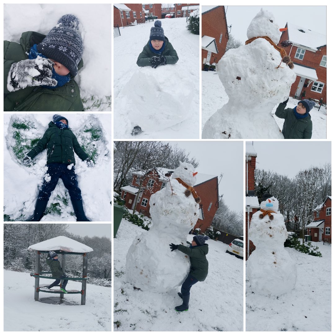 ourladyqop's tweet photo. Happy Sunday snow day fun! ❄️ Check out Mikolaj’s HUGE snowman complete with facemask! We’d love to see your snow pictures ⛄️ #olqparestillhere https://t.co/2pIrtoexOX