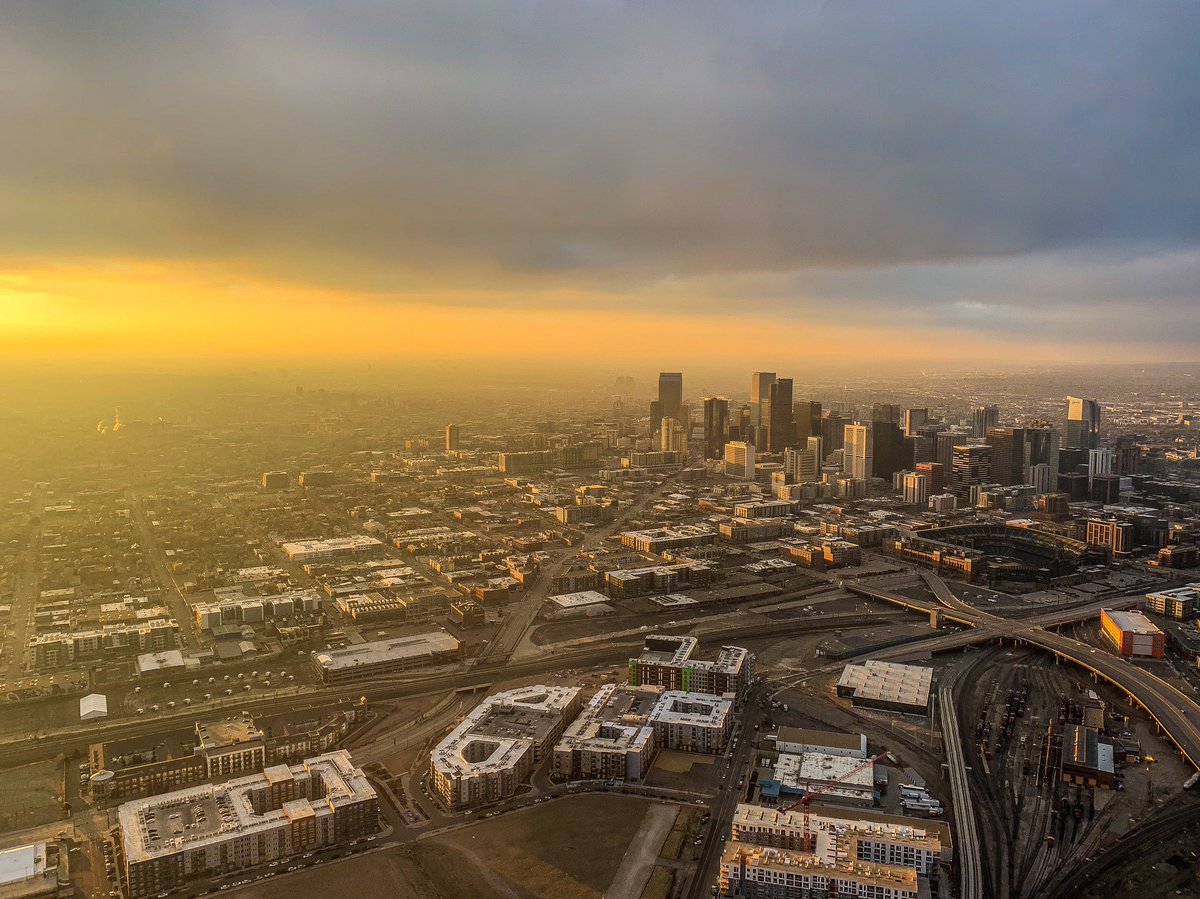 Good morning Denver #denver #colorado #sunrise #newday #sunshine #clouds #weather #weatherphotos #metroarea #frontrange #milehigh #city #cowx #riseandshine #coffeetime #helicopter #helilife #photography #picture #aerial #brightandearly