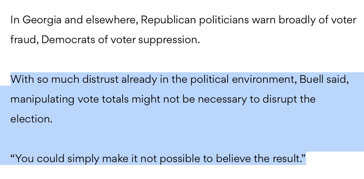 2/ Note the conclusion at the end of the article by Professor  @duncanbuell, an expert in voting system security.