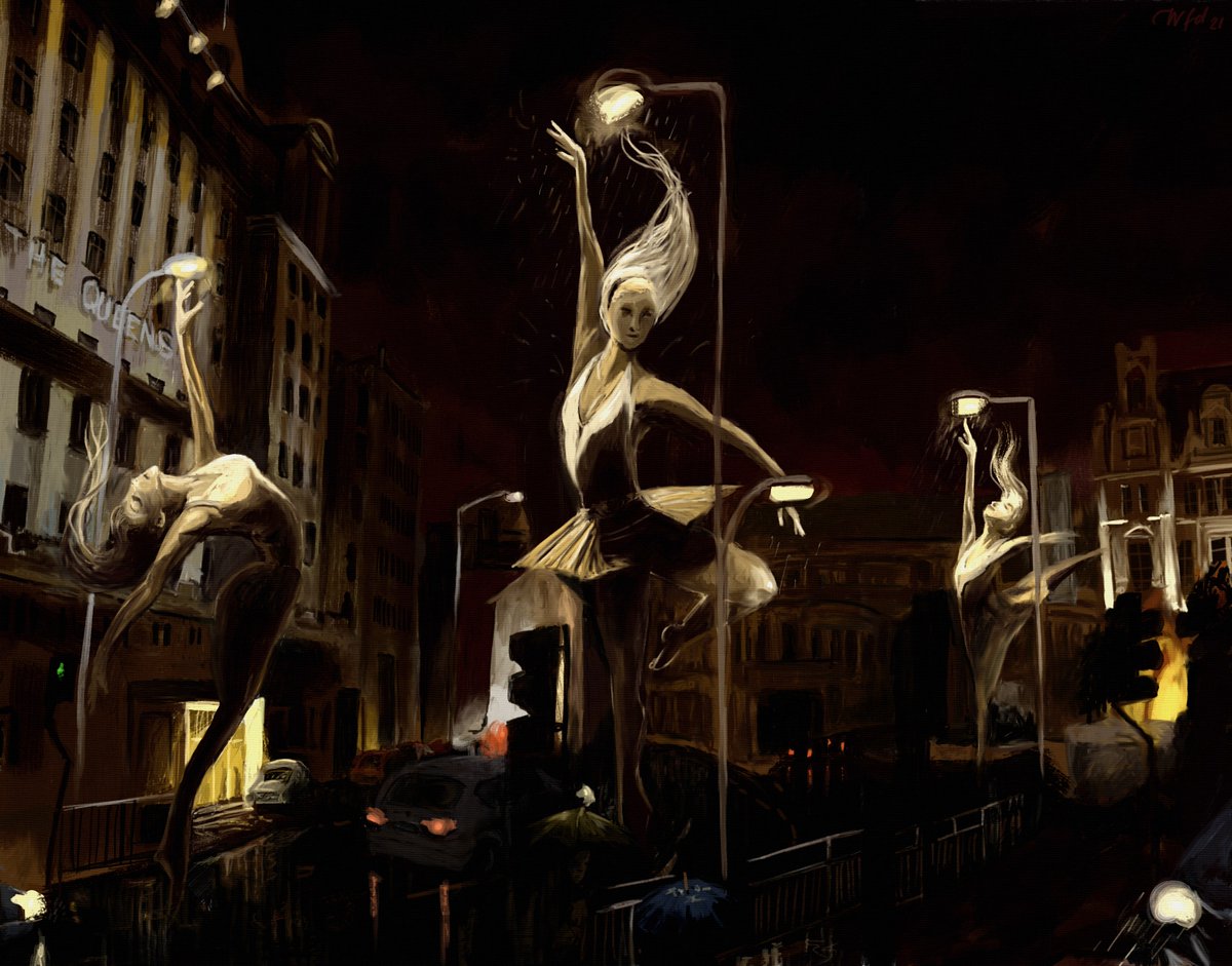 The Lamp Sprites of Leeds

(City Square + the Queens Hotel)

#art #ArtistOnTwitter #artist #leeds #leedsartist #Yorkshire #yorkshireartist #rainynight #digitalart #drawing #digitaldrawing #illustration #digitalillustration #dancers #ballerina #ballet #fantasyart #fantasycreatures