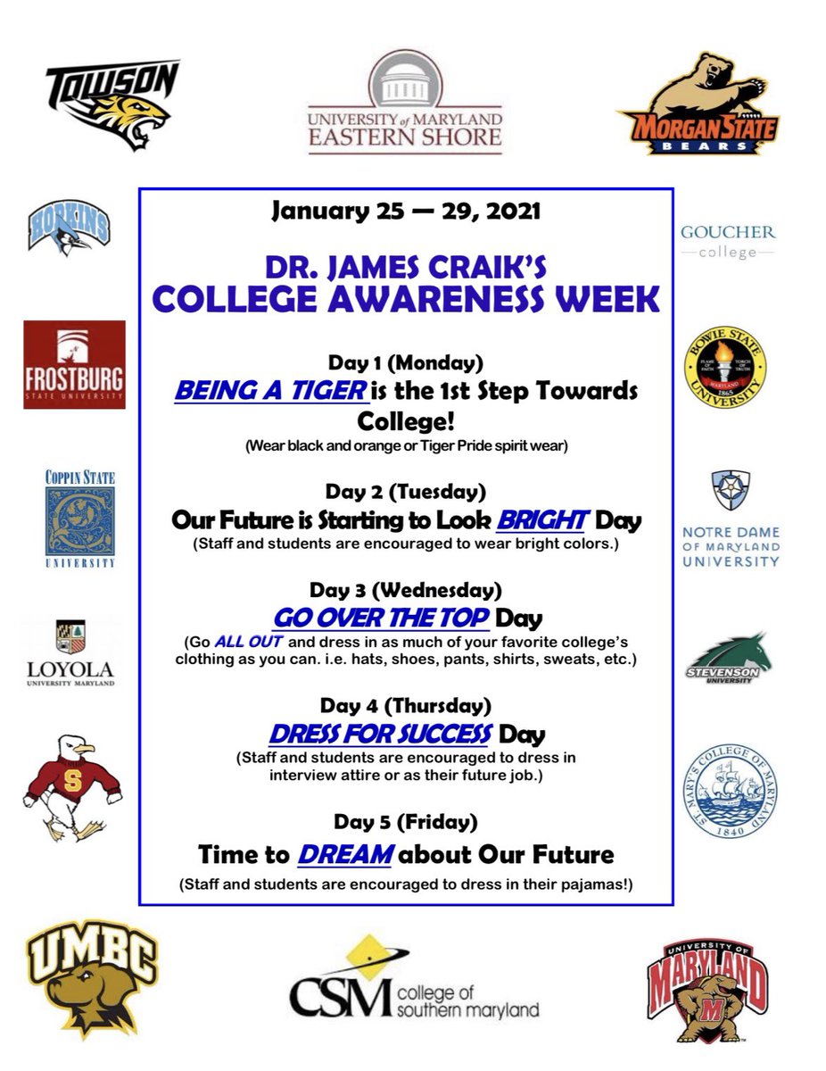 It’s College Awareness Week for our Tigers!  🐯