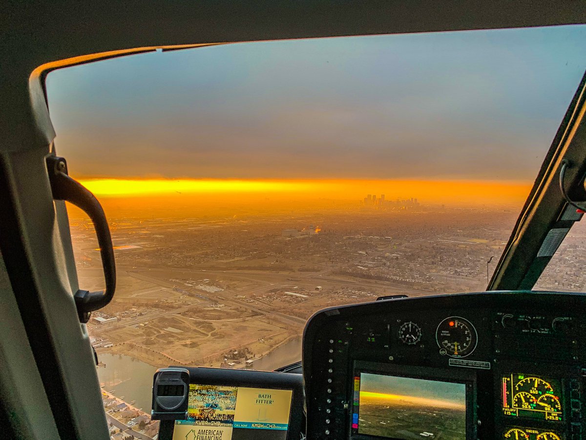 Heli of a sunrise #denver #colorado #sunrise #newday #sunshine #clouds #weather #weatherphotos #metroarea #frontrange #milehigh #city #cowx #riseandshine #coffeetime #helicopter #helilife #photography #picture #aerial #brightandearly