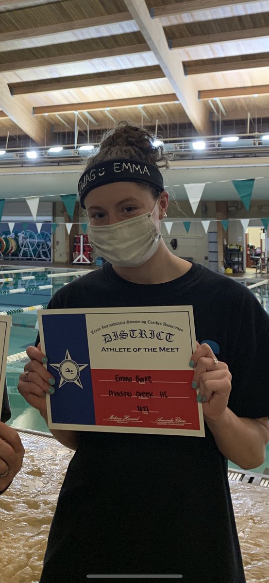 Congrats 🎉 Emma Burke on District Swimmer of the Meet 💯. Fins Up Creek! 🦈 <a href="/AlvinISD/">Alvin ISD</a> <a href="/ShadowCreekHS/">Shadow Creek HS</a>