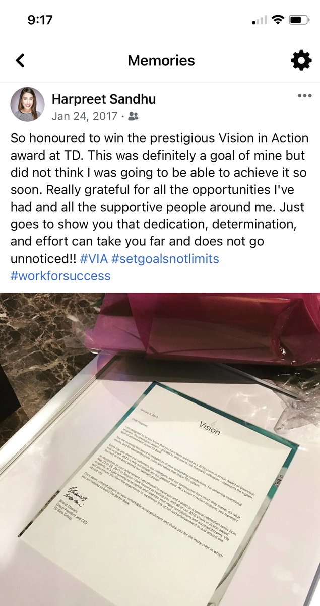 A Memory from facebook - 4 years ago today I was honoured to receive Vision in Action award; a humbling reminder to continue to reflect and also look forward to set new limits 💕