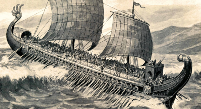 “‘The ships of Tarshish serve  as carriers for your wares.You are filled with heavy cargo  as you sail the sea.Your oarsmen take you  out to the high seas.But the east wind will break you to pieces  far out at sea.