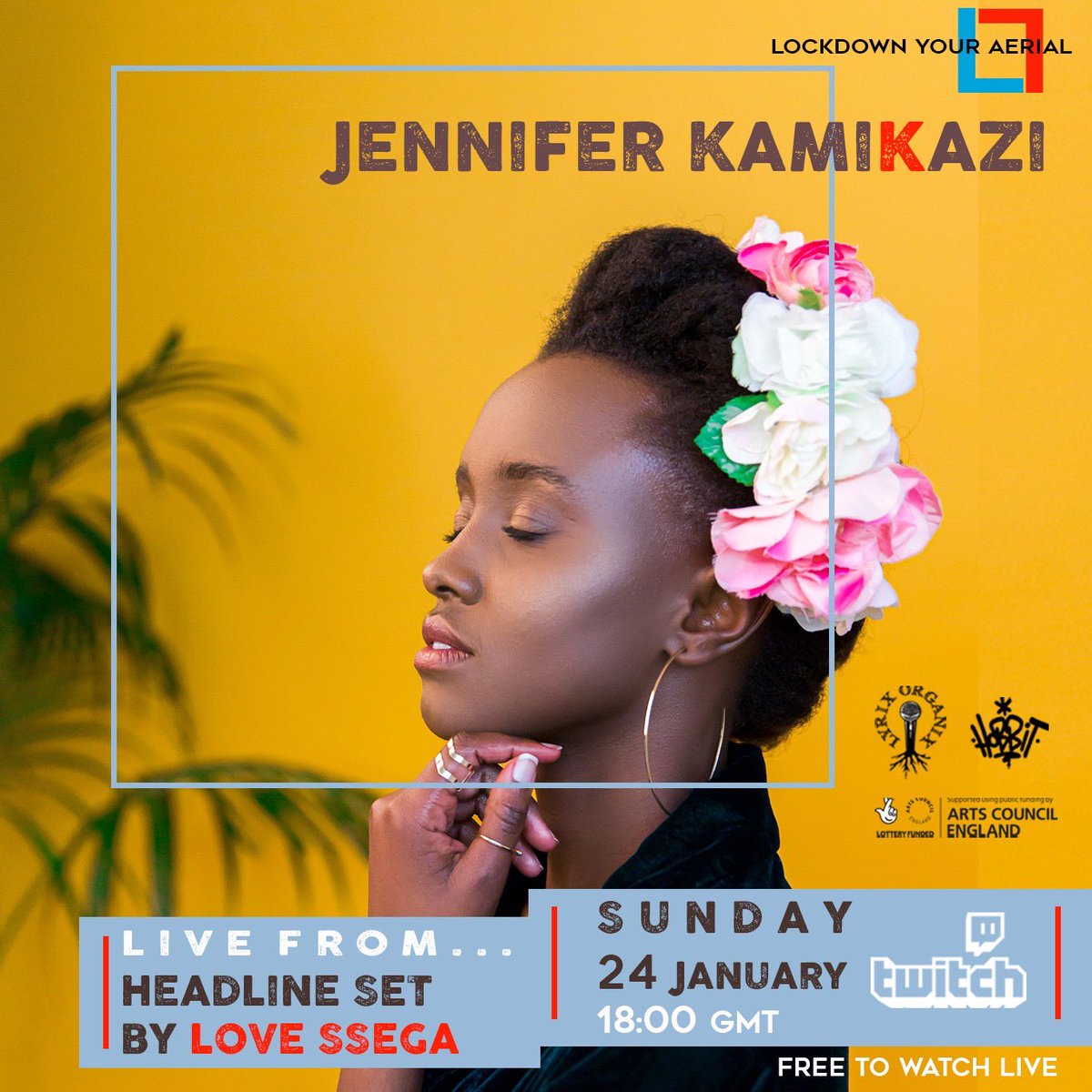 Jennifer Kamikazi (@jenkamikazi) on Twitter photo Excited to be performing live on #lockdownyouraerial for <a href="/LoveSsega/">Love Ssega</a> Headline Show!! Tune in on the link below today 6pm (UK time ) to catch music - from our living room to yours 🤙🏾🎶🎹🎸 Hosted by @LyrixOrganix ❤️❤️
Twitch.tv/LyrixOrganix Excited to be performing live on #lockdownyouraerial for <a href="/LoveSsega/">Love Ssega</a> Headline Show!! Tune in on the link below today 6pm (UK time ) to catch music - from our living room to yours 🤙🏾🎶🎹🎸 Hosted by @LyrixOrganix ❤️❤️
Twitch.tv/LyrixOrganix
