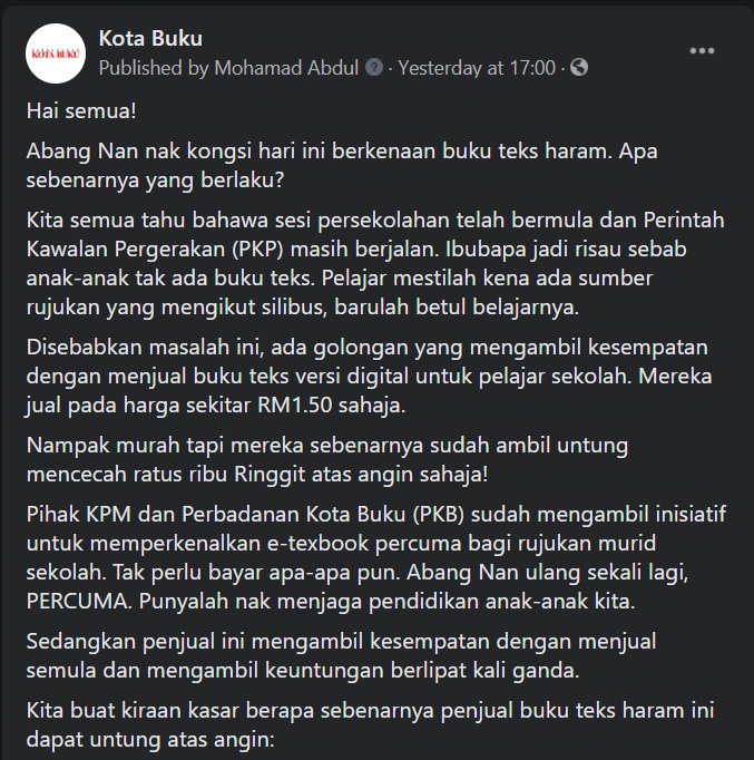 Boca My Pkb Pa Twitter Isu Cetak Rompak Adalah Isu Kami Ambil Serius Mungkin Ada Lagi Yang Tidak Tahu Kpm Ada Menyediakan Buku Teks Digital Secara Percuma Tidak Perlu Beli Di Shopee Dan