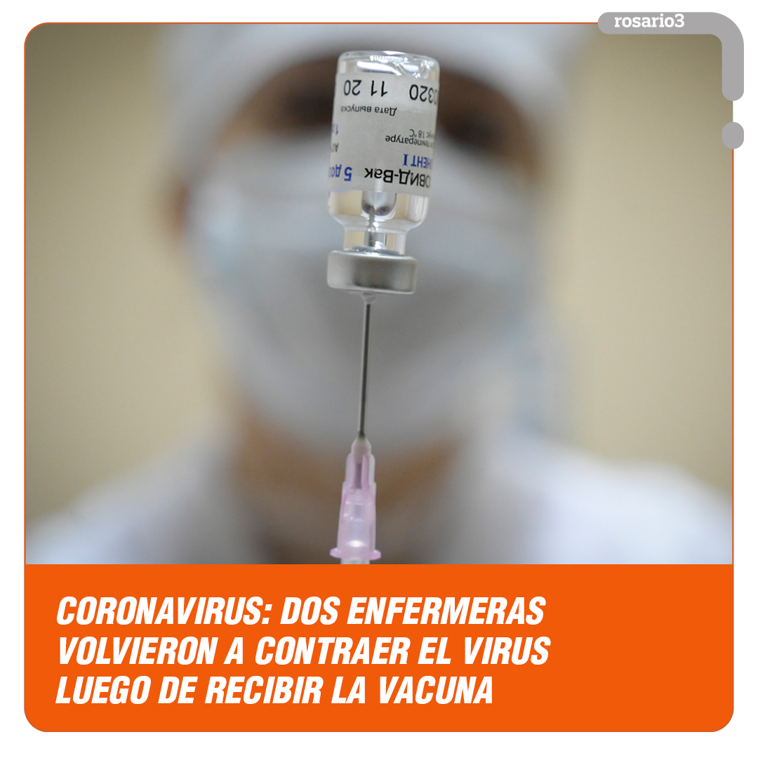 🦠🏥💉Denuncian el Re contagio de Covid-19 en dos enfermeras que habían sido vacunadas: Este viernes fueron confirmados por el Nodo Epidemiológico del Hospital de Gualeguaychú los dos primeros casos de reinfección de Covid a pocos días de la aplicación de la Sputnik V. 
#Rosario3