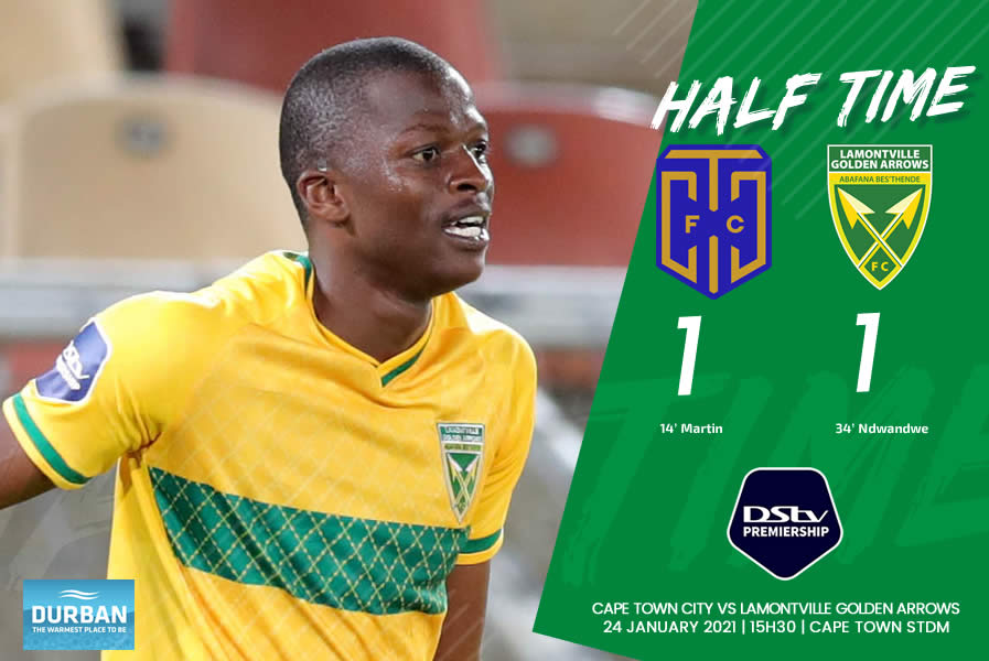 Lamontville Golden Arrows Fc On Twitter Half Time A Goal A Piece Sees Us Going Into The Break At 1 1 Martin Scoring In The 14th Minute For Capetowncityfc And Ndwandwe Scoring For