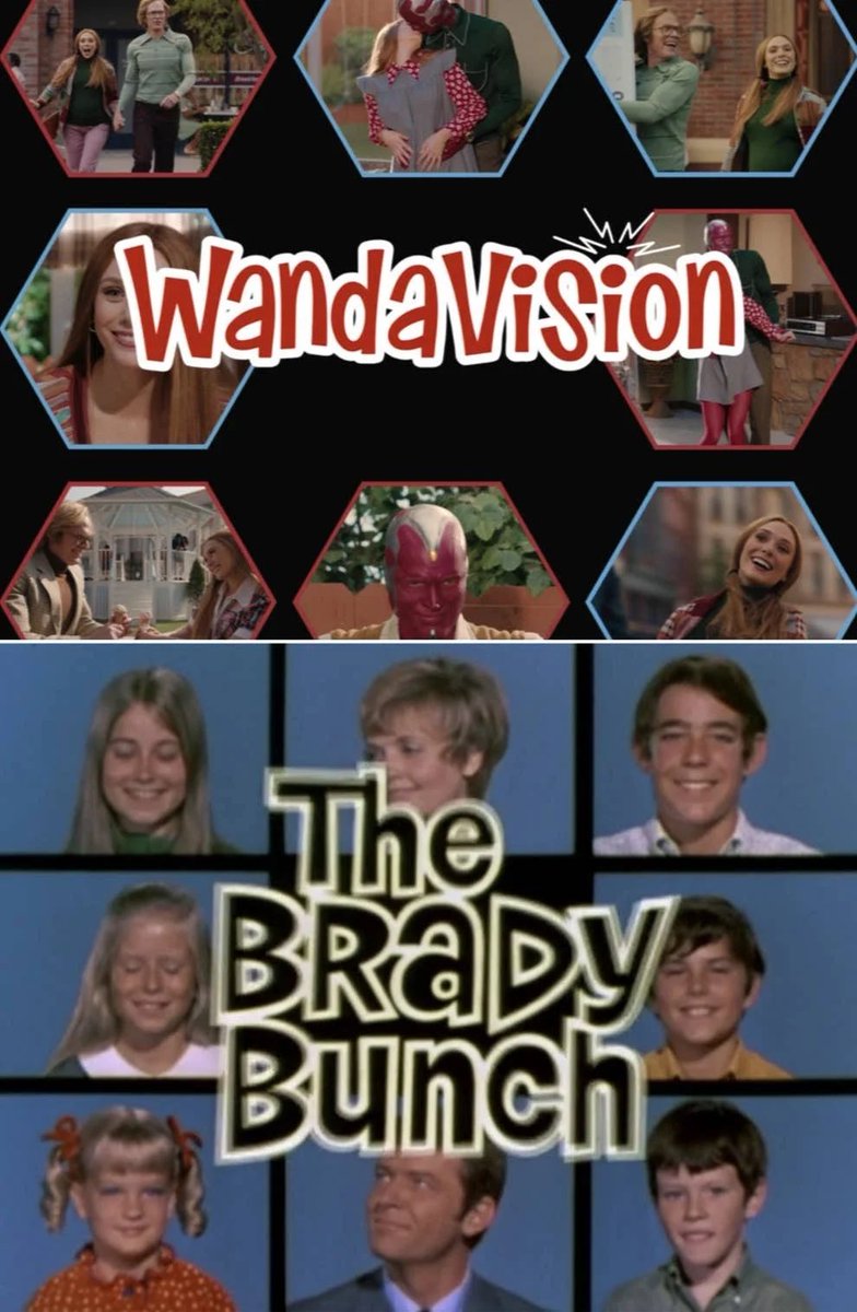  #WandaVision   Episode 3 is a love letter to the Brady Bunch and 70s television....notice that opening though. We’ve seen Hexagons pop up in every episode and I don’t think it’s coincidental. Does it have to do with her “Hex” powers or is it a reference to bee-hives and AIM