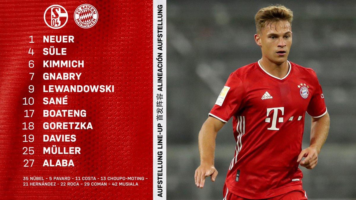 XI de Bayern Múnich 🆚️ Schalke 04. 
#S04FVB ❤🤍 #MiaSanMia.

🇩🇪 #Bundesliga.
