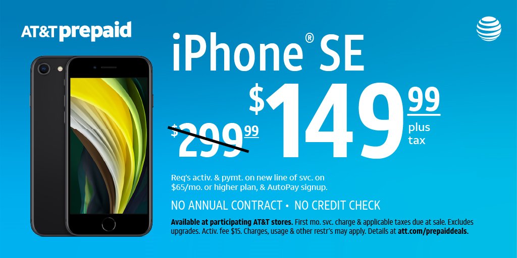 SpringHillATT's tweet image. SAVE BIG ON IPHONE SE! Get the amazing iPhone SE for $149.99 –a savings of $150. In stores now. No annual contract. No credit check. Visit 1879 Commercial Way or like.att.com/o2PPSE to learn more. @One_FLA @jrluna11 @reynaolivo1 @MilagrosMontout @ARSMIsaac @TheJohnRussoRSM