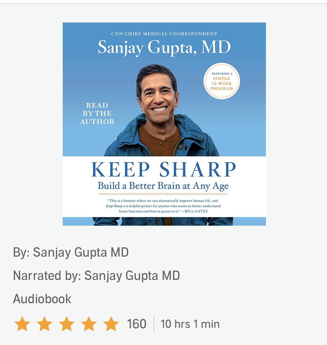nirow_0110's tweet image. Listening to @drsanjaygupta new book “Keep Sharp” 📖 #Audible #KeepSharp
