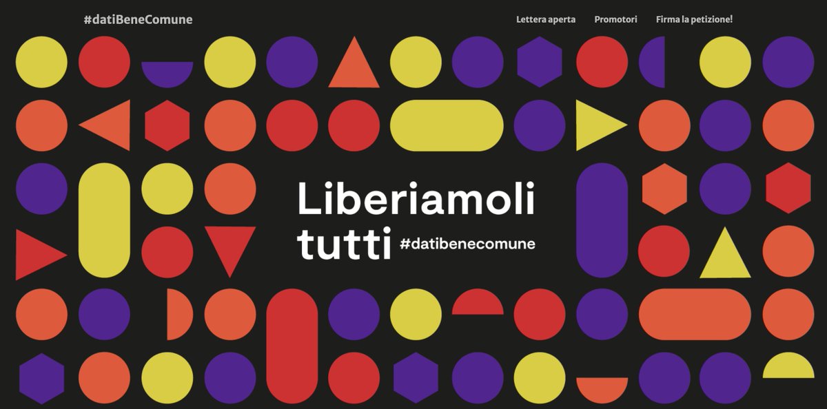 Mi son appena ricordata che la questione dei #datipubblici che devono essere #datiaperti interessa almeno 45MILA PERSONE in tutta Italia che hanno firmato la nostra petizione. Questi dati li abbiamo pagati, liberateli! 

#OpenData #datibenecomune change.org/p/giuseppe-con…