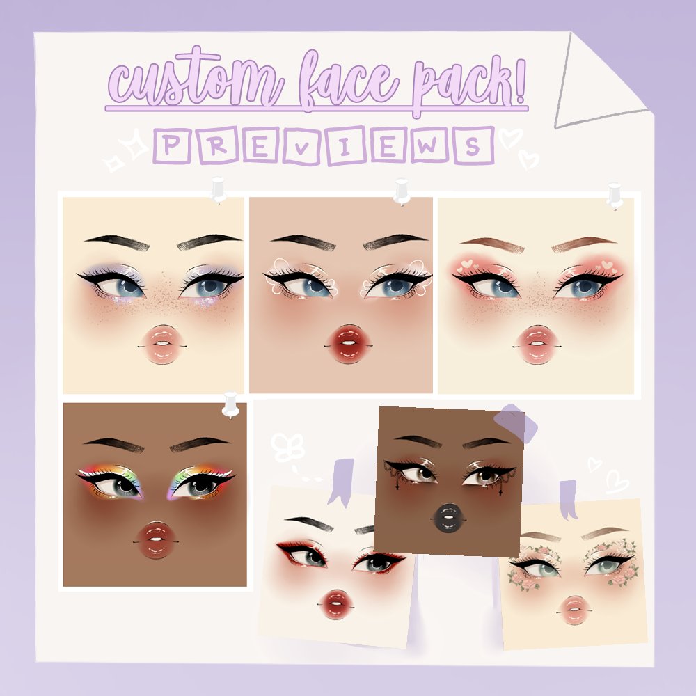 ✧ Chanel ✧ on X: ☁️✨custom face pack! ✨☁️ i hope you guys like it! it's  for royale high <3 links below! btw some brows and blushes didn't fit in  the picture :(( (
