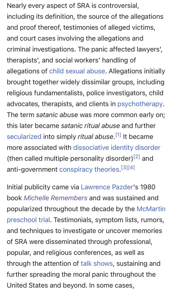 (As someone who lived through the Satanic Panic  & had studied it for decades I can say Wikipedia is extremely accurate here). https://en.m.wikipedia.org/wiki/International_Society_for_the_Study_of_Trauma_and_Dissociation#History The ISSTD was established in 1984 (during the Satanic Panic) by so called experts in recovered memory syndrome (junk >>>