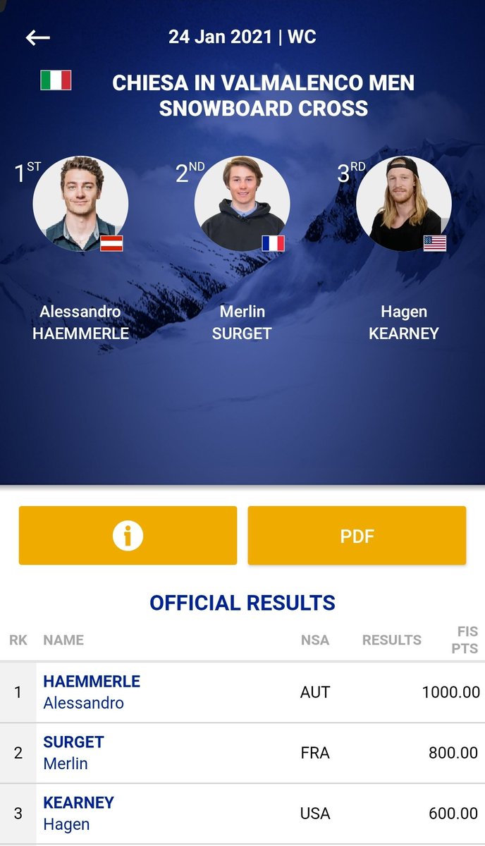 fissnowboard's tweet photo. He's back! Alessandro Haemmerle🇦🇹 wins in @AirCompetition, Merlin Surget 🇨🇵 grabs second and @HagenKearney comes in third
👏🎩👏
#fissnowboard #sbx #secondraceday #menspodium https://t.co/JW4dP8Y1On