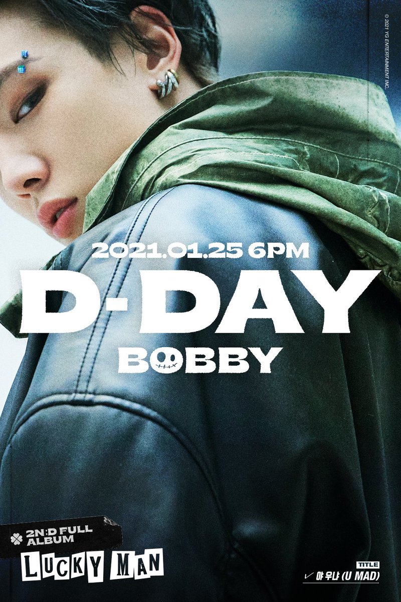 #BOBBY [LUCKY MAN] D-DAY POSTER

2nd FULL ALBUM [LUCKY MAN]
✅2021.01.25 6pm

#바비 #iKON #아이콘 #2ndFULLALBUM #LUCKYMAN #TITLE #야우냐 #U_MAD #D_DAY #20210125_6PM #YG