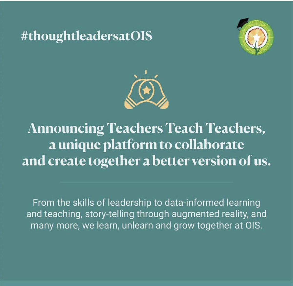 Learn with and from each other, this is how we #grow #build and develop #bestpractice through #TeachersTeachTeacher <a href="/OISLearningHub/">OISLearningHub</a> <a href="/oismumbai/">Oberoi International School</a>