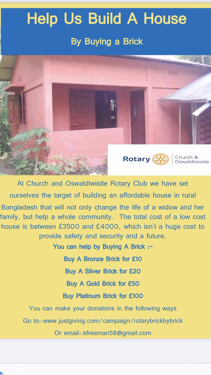 rotarycando's tweet photo. Pls RT-Can you ‘buy a brick’ to help us give a widow and her family in rural Bangladesh a safe, secure future?
https://t.co/hca5uyu45l https://t.co/r20oZrGCdq
