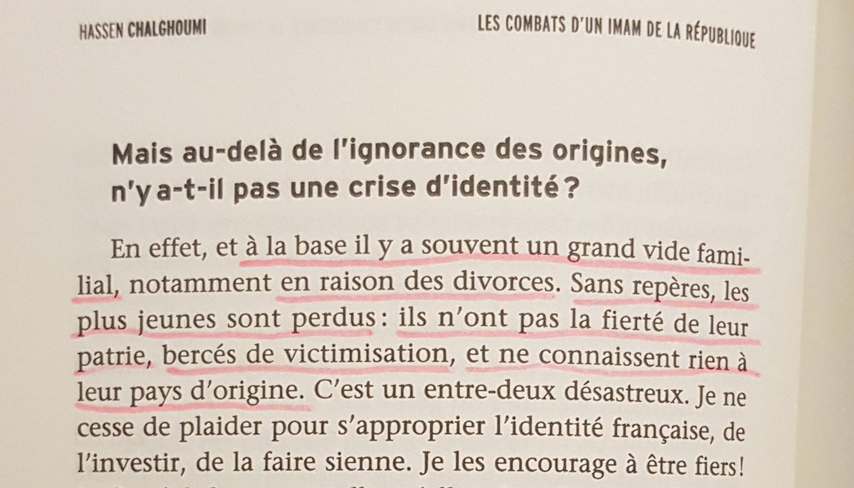 Chalghoumi nous offre un condensé de clichés méprisants sur la jeunesse musulmane de France. "Vous êtes des enfants de divorcés perdus, qui se victimisent! Et vous connaissez rien du bled, ok?" Ça me rappelle étrangement le discours de ceux qui détestent les natifs d'Europe...