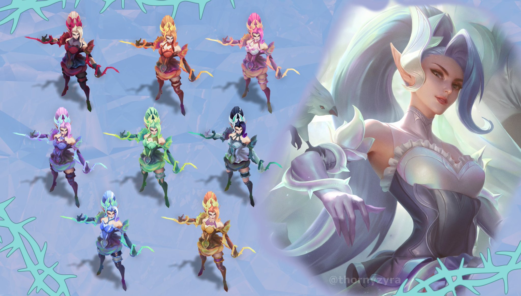 Crystal Rose Zyra Tiffany & Co ( Chroma Comparison ) - League of Legends 