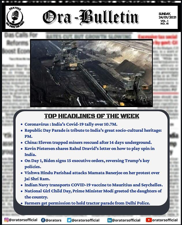 oratorsofficial's tweet photo. Ora-Bulletin: Top Headlines Of The Week
#news #Headlines #RepublicDay2021 #coronavirus #Corona #WeOwnTheMike https://t.co/lihNaolxvb
