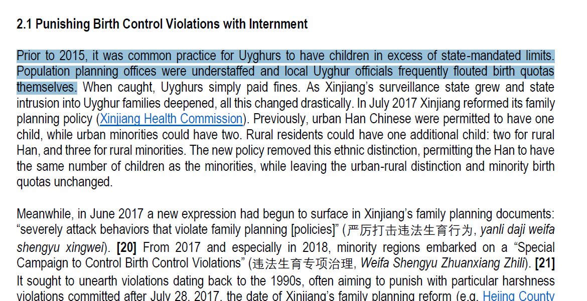 S2.1.1: This section focuses on punishments for violating birth control laws. The first line states that these laws were not strictly enforced previously. More recent reforms removed ethnic distinction and stricter enforcement. This seems to contradict the genocide claim.