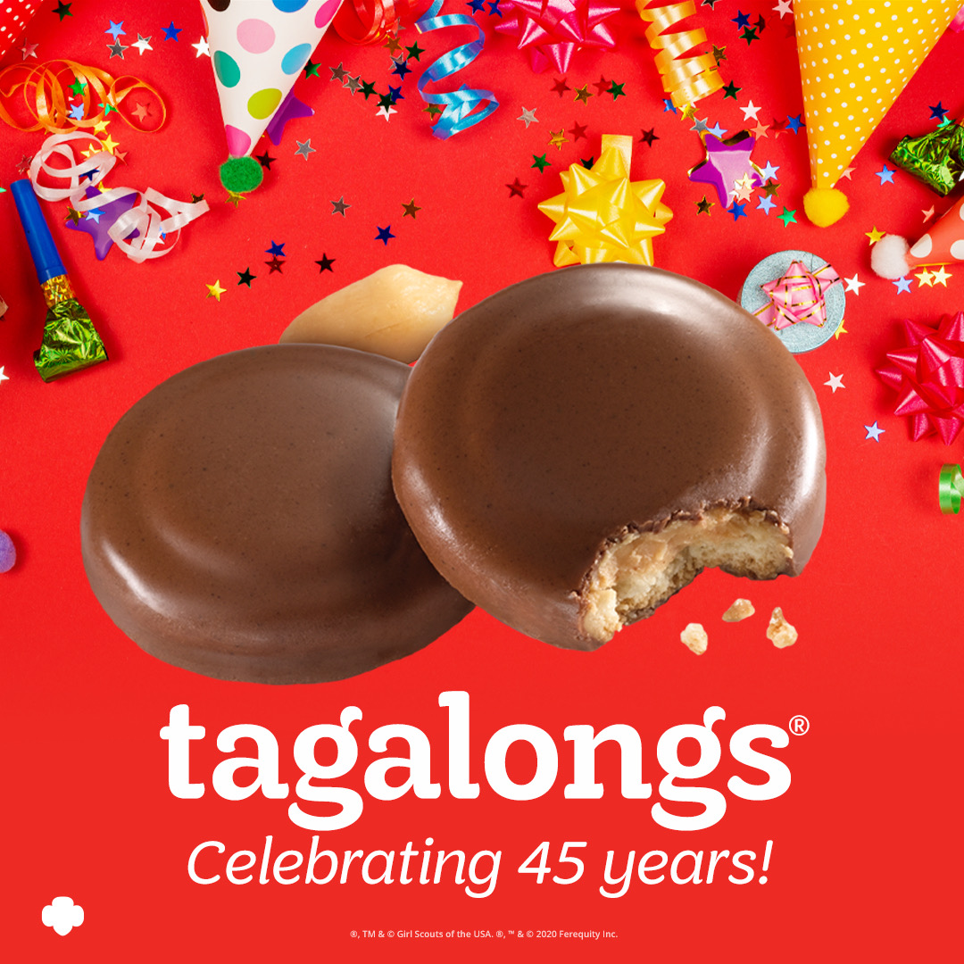 GirlScouts_SC's tweet photo. It’s #NationalPeanutButtersDay, and this year Tagalongs are 45 years old!🥜🧈
But what’s your favorite peanut butter cookie? #Tagalongs or #Dosidos?
#girlscouts #girlscoutsofsuffolkcounty #girlscoutcookies #gscookies #initialsale #cookieseason #2021cookieseason #digitalcookie https://t.co/t4XTXr28lo