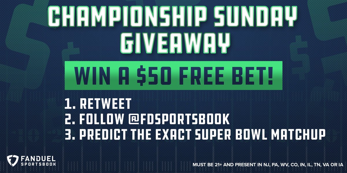 FDSportsbook's tweet photo. 🚨 GIVEAWAY 🚨

Which two teams will square off at Super Bowl LV? 🤔

① RETWEET
② FOLLOW @FDSportsbook
③ REPLY with your prediction 🔮

Five randomly selected correct answers will win a $50 free bet! 💰 https://t.co/CvLqZLFbs8