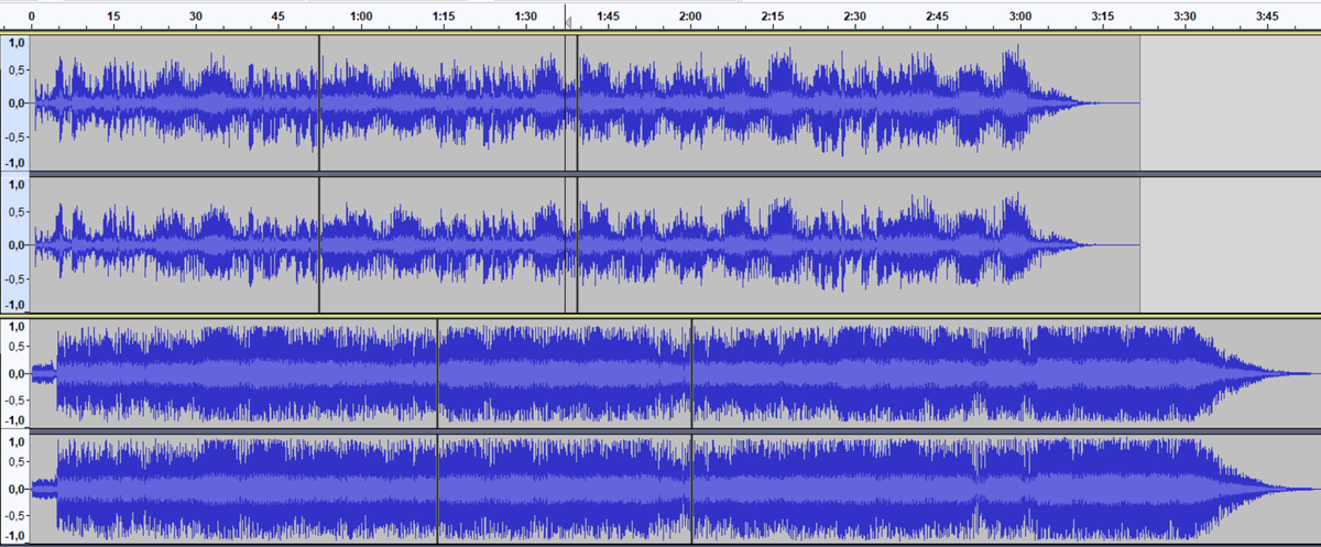 Une fois choisis, les isoler, niveler, faire un fade in et un fade out et les aligner intelligemment. De temps en temps, je fais des transitions vraiment ciblées en reprenant une phrase en cours (classe) ou en enchainant les structures. Encore une fois, c'est du cas par cas.