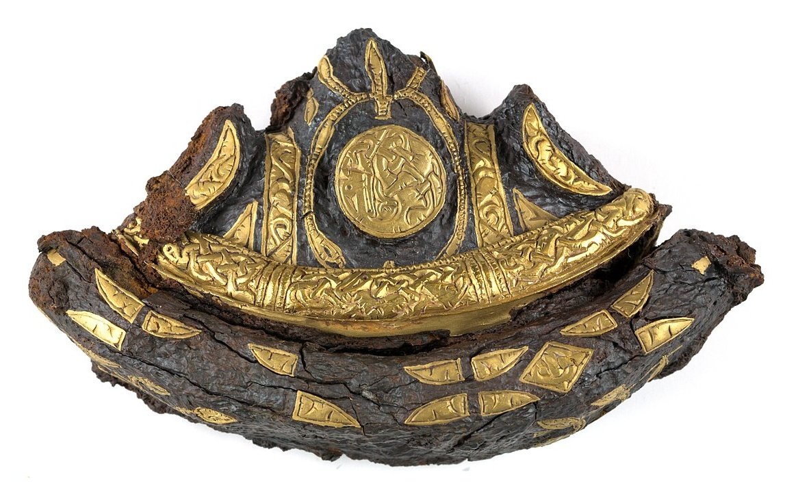 The late 9th-century sword pommel from the Bedale Hoard, inlaid with gold foil in the Anglo-Saxon Trewhiddle style:  https://commons.m.wikimedia.org/wiki/File:Sword_Pommel_from_the_Bedale_Hoard_YORYM_2014_149_1-1.jpg