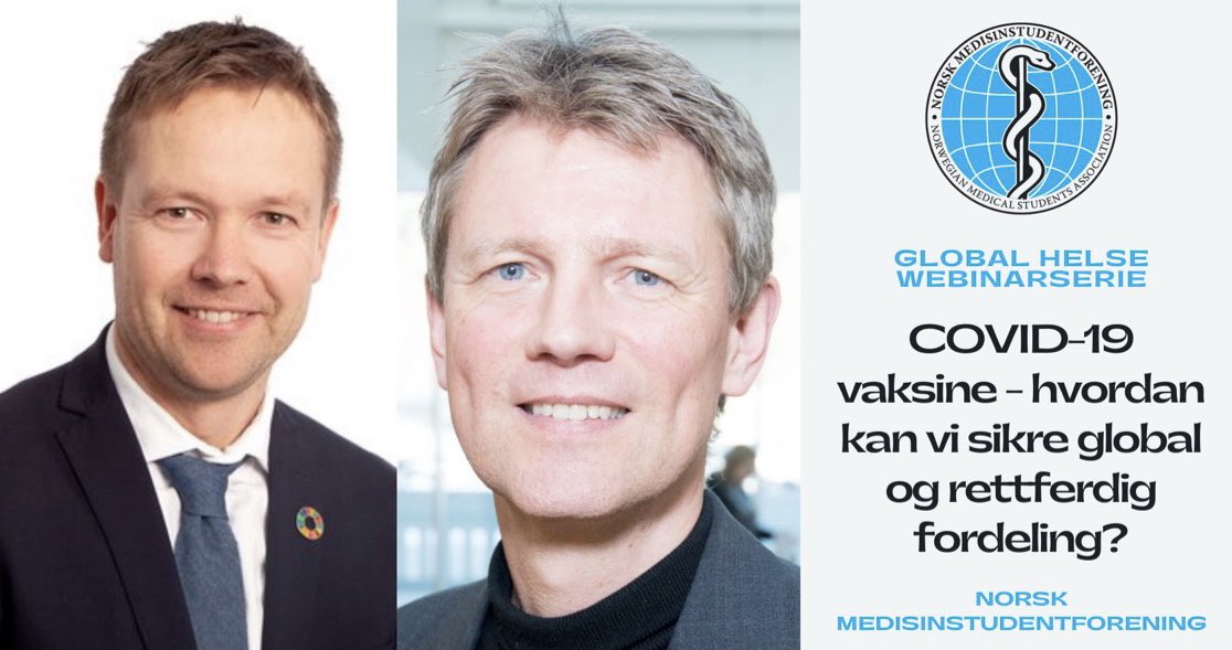 NmfSentralt's tweet photo. Hva er Norges rolle i å sikre global og rettferdig fordeling av COVID-19 vaksinen? Og hvordan kan vi sørge for at de sosiale ulikhetene ikke blir enda større etter pandemien? Bli med på webinaret i morgen kl 18:00 sammen med @OFNorheim og @AkselJakobsen3
https://t.co/KoKrm7tqBn https://t.co/fNBY0LffvO