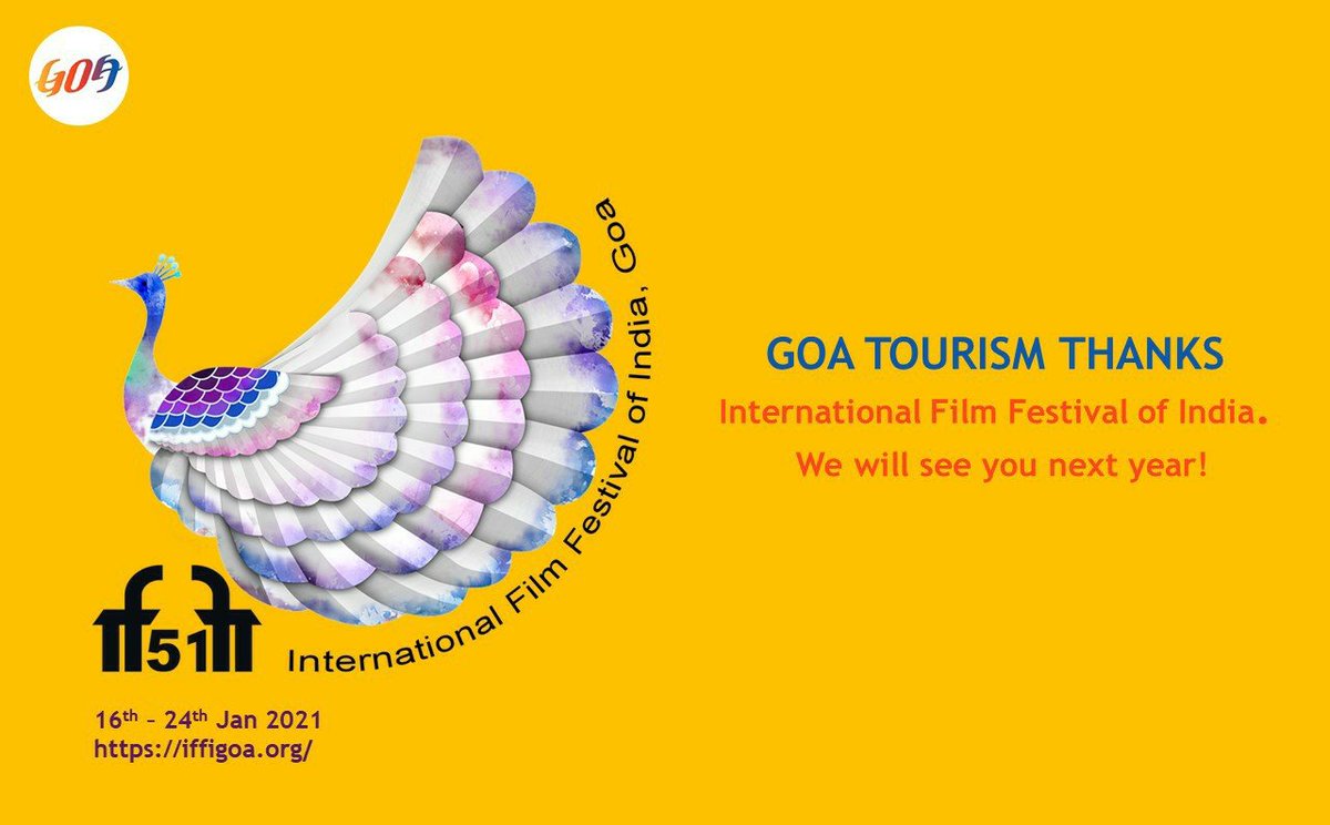 TourismGoa's tweet photo. International Film Festival of India, 2021 culminates today. We can’t wait to welcome back this wonderful extravaganza of World Cinema next year in Goa!
#LetsGoa #travelresponsibly #beingresponsible #Goa #Covid19 #safety #GoaKaPlan #safetravels #WowGoa #SobitAmchemGoem #VivaGoa https://t.co/mAc8hFwGP8