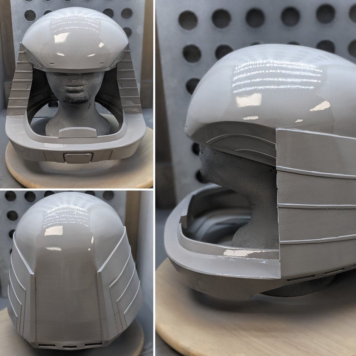 beakz's tweet photo. Working on my Starbuck #BattlestarGalactica Viper helmet now the kids ones are finished #3Dprinting #3dmodeling #thingyverse https://t.co/meov6fDqwY