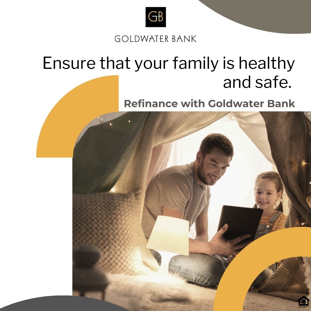 GoldwaterBank's tweet image. Refinancing is the silver lining to hard times. Saving money and cashing out can lessen your financial worry and enable you to focus on what really matters: ensuring you and your family are safe and healthy. We can help you do that. #refinance #cashout #mortgage #goldwaterbank