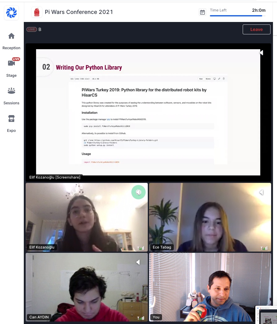HisarCS's tweet photo. Today, we participated in the Pi Wars Virtual Conference 2021 with our presentation "Pi Wars Turkey: What We Learned". It was an amazing experience, thank you Pi Wars UK team! #piwars #raspberrypi #piwarsTR https://t.co/FWRyQKHu8o