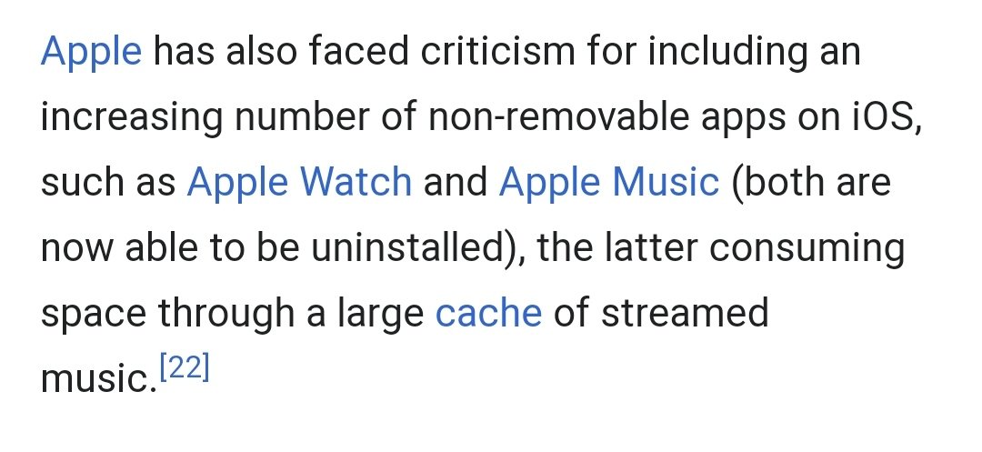Apple HAS faced criticism for adding bloatware.
