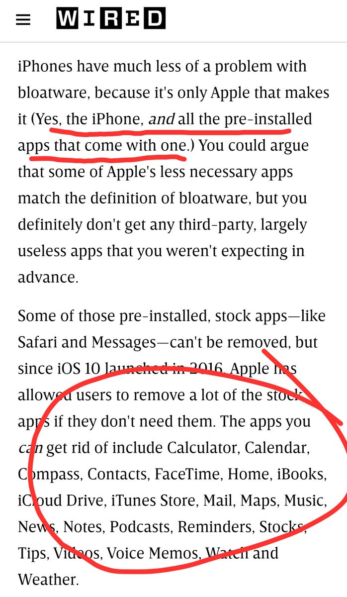 iPhones DO HAVE bloatware. It might not be bad, but it is still bloatware.